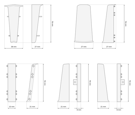 2,5m Fussleiste 75mm BERGKLON + Montagematerial GRATIS