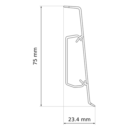 2,5m Fussleiste 75mm BERGKLON + Montagematerial GRATIS