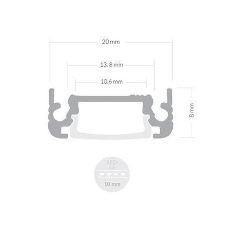 Alu Profil für LED AUFPUTZ FLACH Milchglas Streifen Lichtleiste Aluminium 1m - 2m