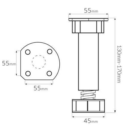 Möbelfüße 130-170mm SCHWARZ