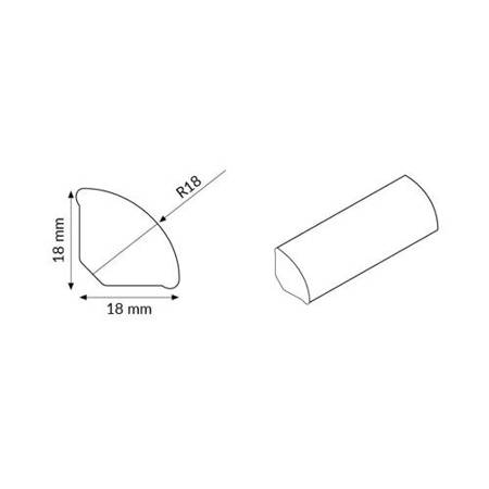 Viertelstab Winkelprofil Winkel PVC 18x18mm 2.5m GRAU