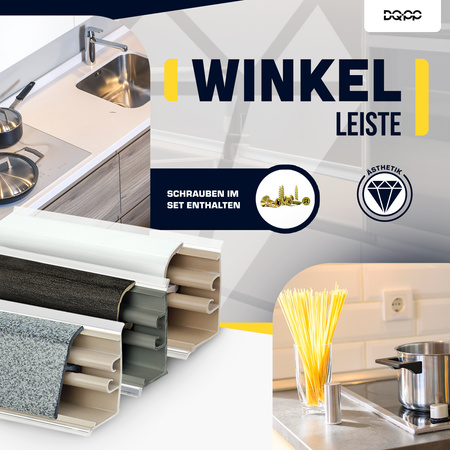 1,5m 2m+1m Abschlussleiste Winkelleiste Wandabschlussleiste PVC 37mm ANTHRAZIT mit Montage Schrauben GRATIS