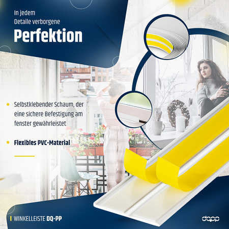 Knickwinkel 35x35mm Fensterleiste Winkel Winkelleiste Selbstklebend Abdeckleiste Kunststoffleiste