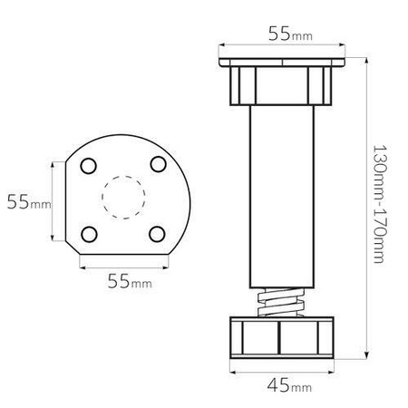 Möbelfüße 130-170mm SCHWARZ