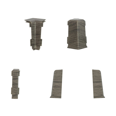 2,5m Fussleiste PVC 55mm Eiche Millenium + Montagematerial Gratis