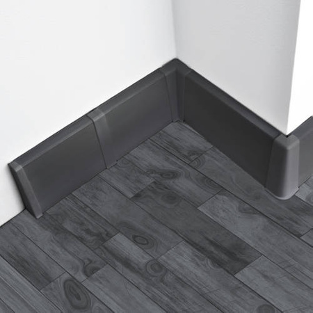 2,5m Fussleiste PVC 75mm Schwarz Matt + Montagematerial Gratis