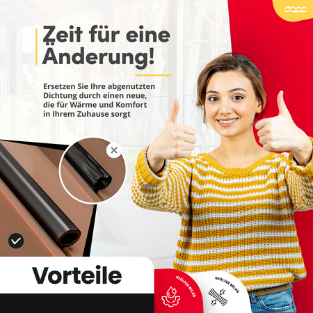 Fensterdichtung S-1155 Schwarz Plus-Tec PVC Kunststofffenster Dichtung