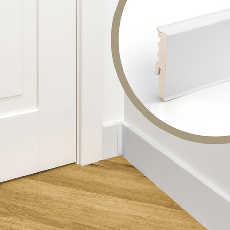Fussleiste 2,2m Kunststoff Geschäumtes PVC Weiss