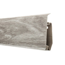 2,5m Fussleiste PVC 70mm Eiche Boulder + Montagematerial Gratis