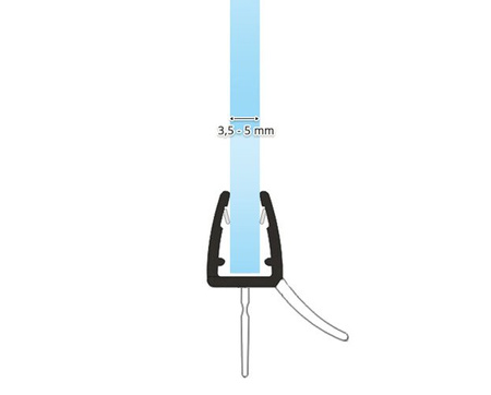 Duchdichtung Duschkabine Duschwand Dichtung UK13 3,5-5mm Glassstärke