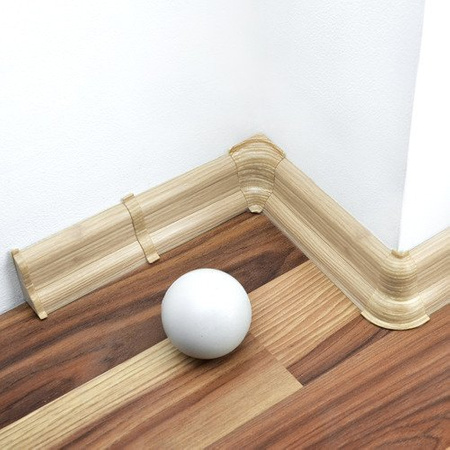 2,5m Fussleiste 52mm EICHE NATURLICH Fußleiste Leiste Sockelleiste Laminatleiste Bodenleiste + Montagematerial GRATIS
