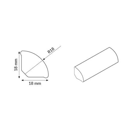 Viertelstab Winkelprofil Winkel PVC 18x18mm 2.5m EICHE