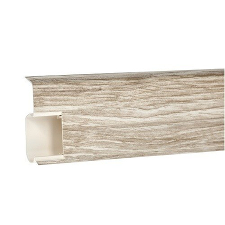 2,5m Fussleiste PVC 55mm Eiche Husky + Montagematerial Gratis