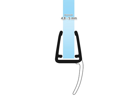 Duchdichtung Duschkabine Duschwand Dichtung UK25 4,8-5mm Glassstärke