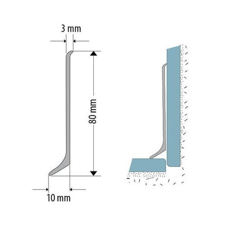 2m Fussleiste aus Aluminium 80mm SCHWARZ