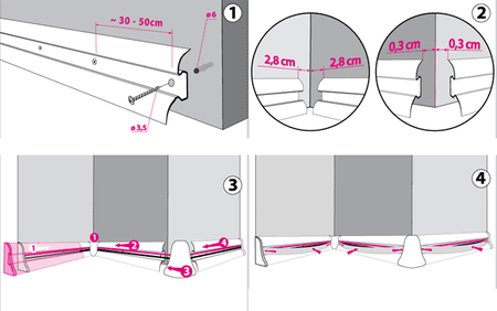 2,5m Fussleiste 55mm EICHE SPINEL + Montagematerial GRATIS!