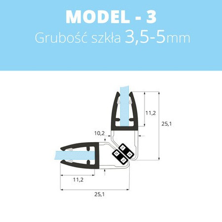1 PAAR Duschdichtung Magnetdichtung 3,5-5mm MODEL 3
