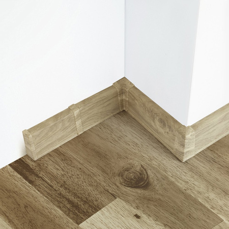2,5m Fussleiste PVC 55mm Eiche Belweder + Montagematerial Gratis