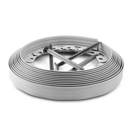 Rasenkantenstecher Rasenkante Rasentrimmer Rasenmäher Rasenborde 10m Höhe 40mm HELLGRAU + 20 Befestigunsanker GRATIS!