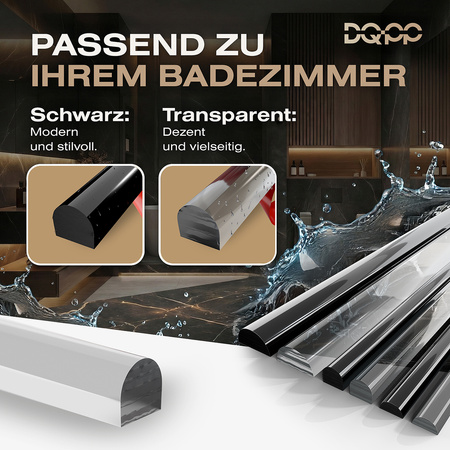 Selbstklebende Acryl-Duschschwelle 10×20 mm – Schwarz