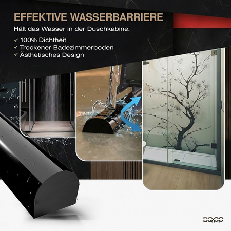 Selbstklebende Acryl-Duschschwelle 10×20 mm – Schwarz