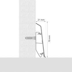 2,5m Fussleiste PVC 70mm Eiche Korona + Montagematerial Gratis