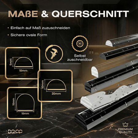 Selbstklebende Acryl-Duschschwelle 5×10 mm – Schwarz