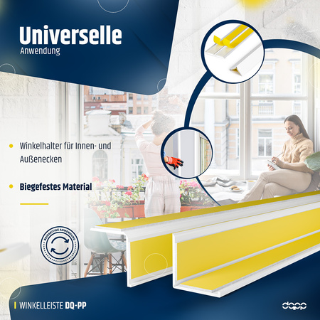 Knickwinkel 15x15mm Fensterleiste Winkel Winkelleiste Selbstklebend Abdeckleiste Kunststoffleiste