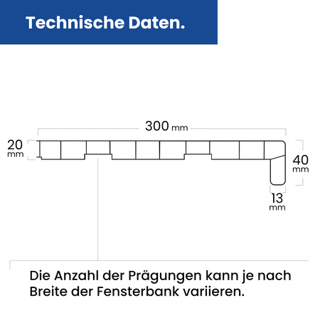 Fensterbank Fensterbrett für den Innenbereich PVC Tiefe 30cm WINCHESTER + Endkappen GRATIS!