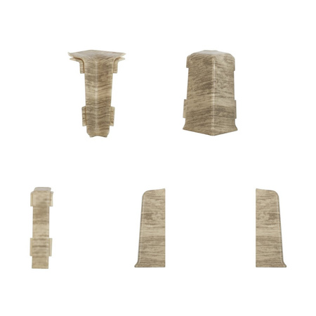 2,5m Fussleiste PVC 55mm Eiche Belweder + Montagematerial Gratis