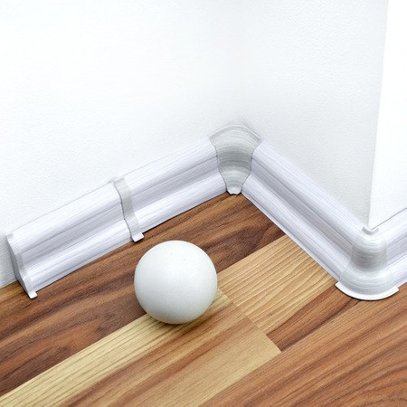 2,5m Fussleiste 52mm SILBER Fußleiste Leiste Sockelleiste Laminatleiste Bodenleiste + Montagematerial GRATIS