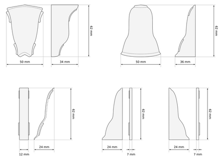 2,5m Fussleiste 62mm EICHE NORD + Montagematerial GRATIS