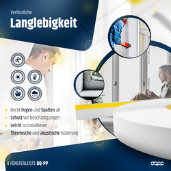 Fensterleiste 70mm x 1,5mm Weiß selbstklebend Flachleiste Abdeckleiste Kunststoffleiste