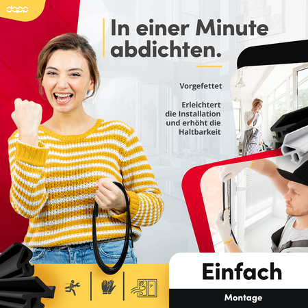 Fensterdichtung S-1155 Schwarz Plus-Tec PVC Kunststofffenster Dichtung