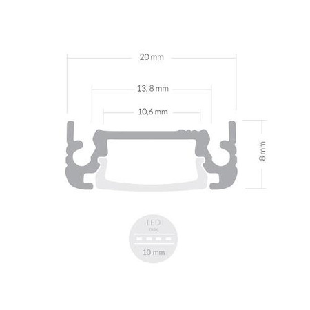 Alu Profil für LED AUFPUTZ FLACH Satiniert Streifen Lichtleiste Aluminium 2m