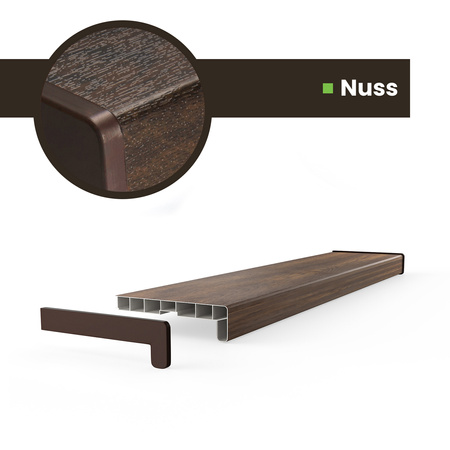 Fensterbank Fensterbrett für den Innenbereich PVC Tiefe 40cm NUSS + Endkappen GRATIS!