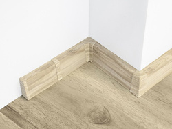 2,5m Fussleiste PVC 55mm Esche Weiss + Montagematerial Gratis