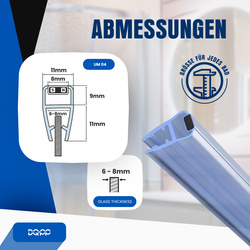 Magnetdichtung Dichtung Transparent Duschtürdichtung 6mm 8mm