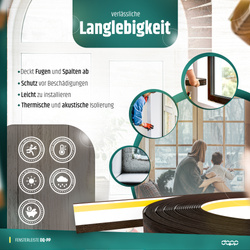 Fensterleiste 60mm x 1,5mm MAHAGONI selbstklebend Flachleiste Abdeckleiste Kunststoffleiste