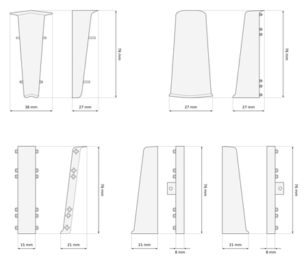 2,5m Fussleiste PVC 75mm Ash Baltimore + Montagematerial Gratis