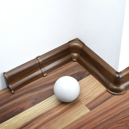 2m Fussleiste 52mm NUSSBAUM DUNKEL Fußleiste Leiste Sockelleiste Laminatleiste Bodenleiste PVC + Montagematerial GRATIS