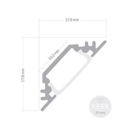 Alu Profil für LED CORNER45 Milchglas Streifen Lichtleiste Aluminium 1m - 2m