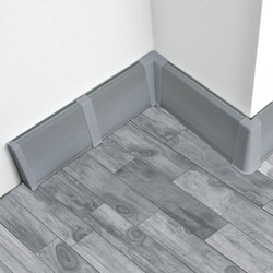2,5m Fussleiste PVC 75mm Grau + Montagematerial Gratis