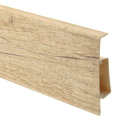 2,5m Fussleiste PVC 75mm Eiche Malaysia + Montagematerial Gratis