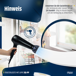 Fensterleiste mit Gummilippe 70mm Selbstklebend Abdeckleiste Kunststoffleiste Flachleiste