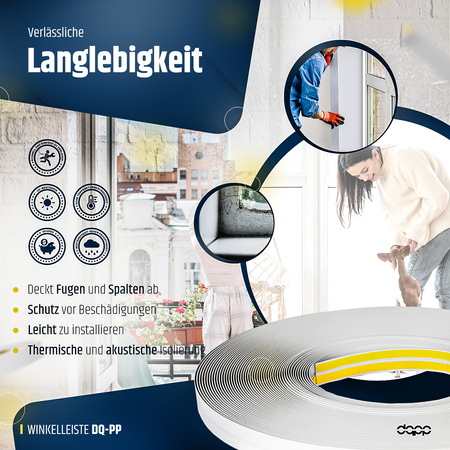 Knickwinkel 35x35mm Fensterleiste Winkel Winkelleiste Selbstklebend Abdeckleiste Kunststoffleiste
