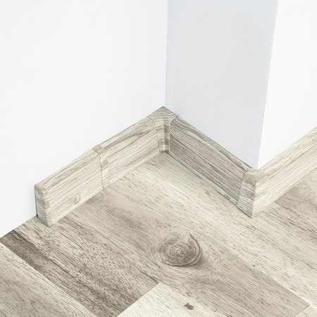 2,5m Fussleiste PVC 55mm Eiche Husky + Montagematerial Gratis