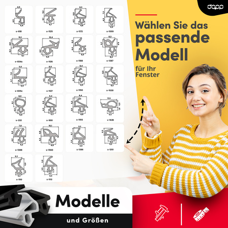 Fensterdichtung S-1386 Schwarz Universal PVC Kunststofffenster Dichtung