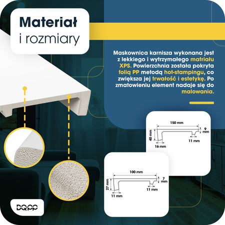 Karnis-Abdeckleiste 10 cm Weiß 2 m