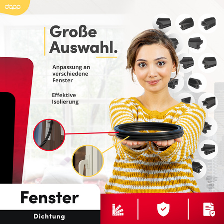 Fensterdichtung S-1155 Schwarz Plus-Tec PVC Kunststofffenster Dichtung